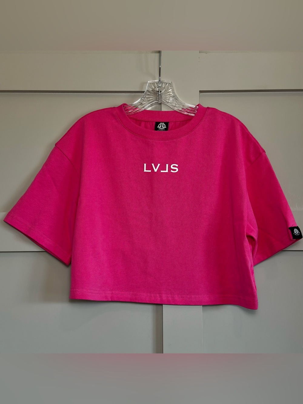 Levels Oversized Crop Tee Shirt Women's Medium Dropped Shoulder Pink Comfort